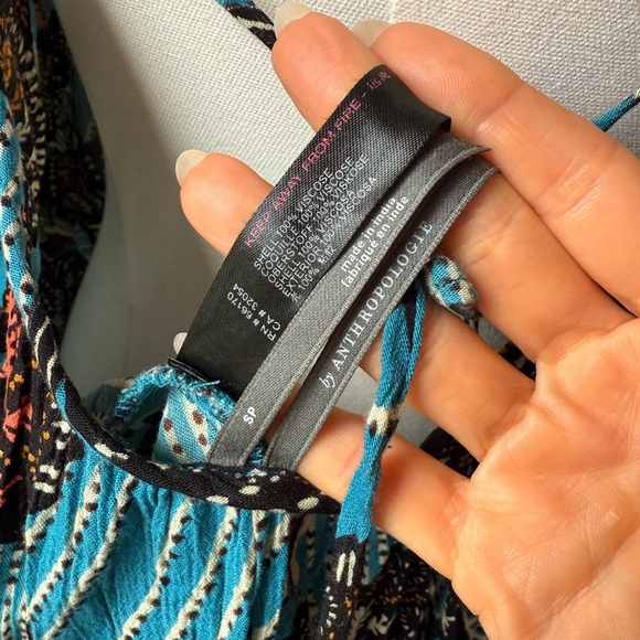 Anthropologie Teal and Black Patterned Dress - Picture 3 of 3